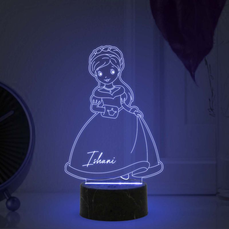 3D Illusion Nice Dream Princess Night Light with Automatic Color Changing Light Customized with Name Gifts for Children Girls